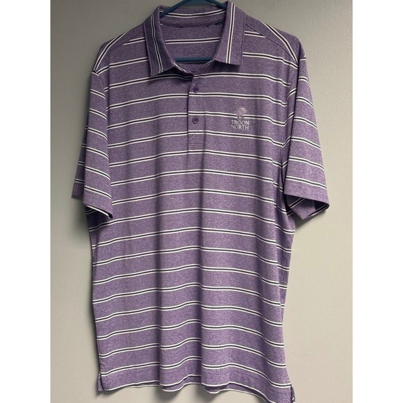 Cutter and Buck Troon North Golf Club Mens L Purple Polo Shirt Short Sleeve - Picture 7 of 10
